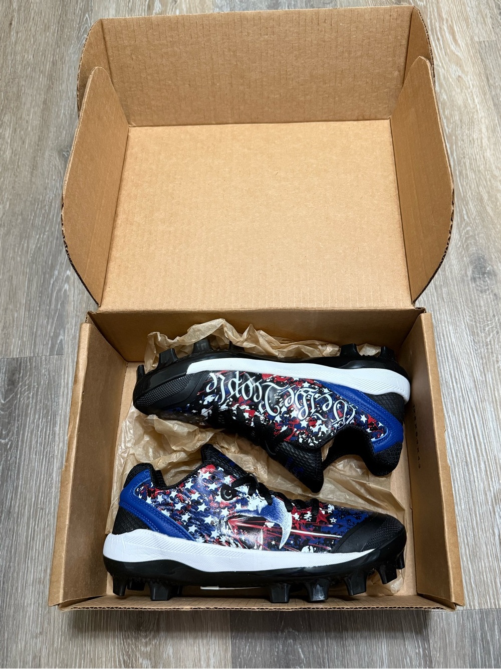 Boombah - Patriotic Star-Print Athletic Sneakers in Blue, Black & White